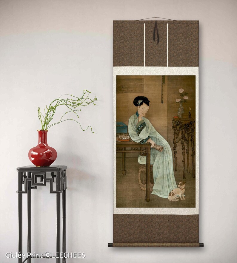 Tired Reading in Spring Pavilion, Graceful Qing Dynasty Maiden Art ...