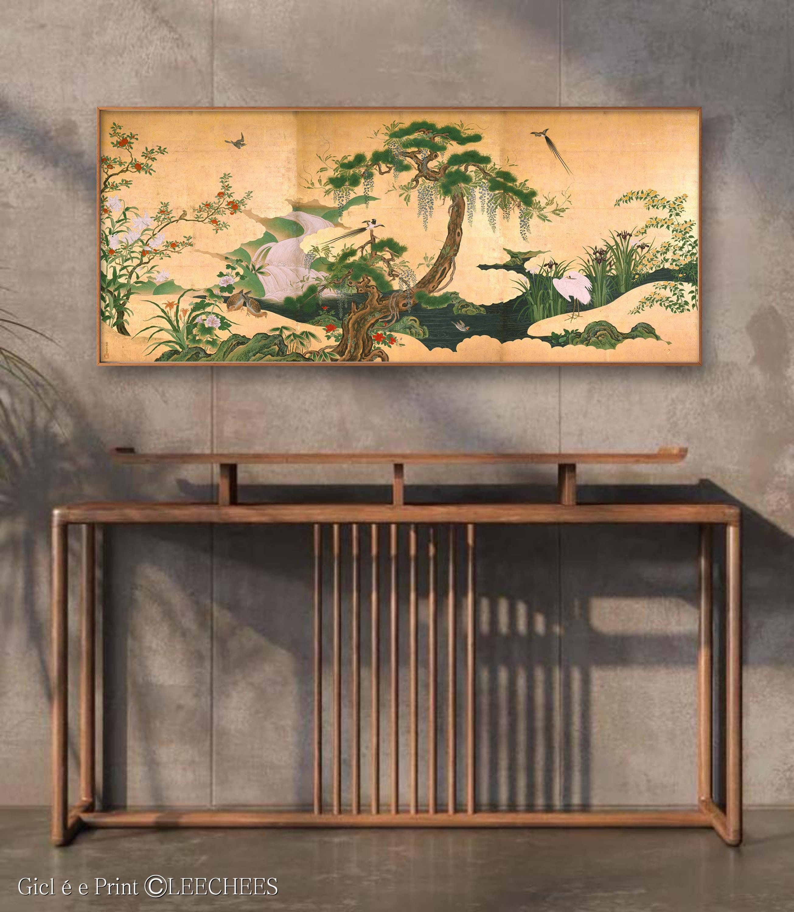 フユガモ壁飾り 剝製 置物 飾り立て本日価格 Spring Flowers and Birds Folding Screen Art Replica, Japan Art