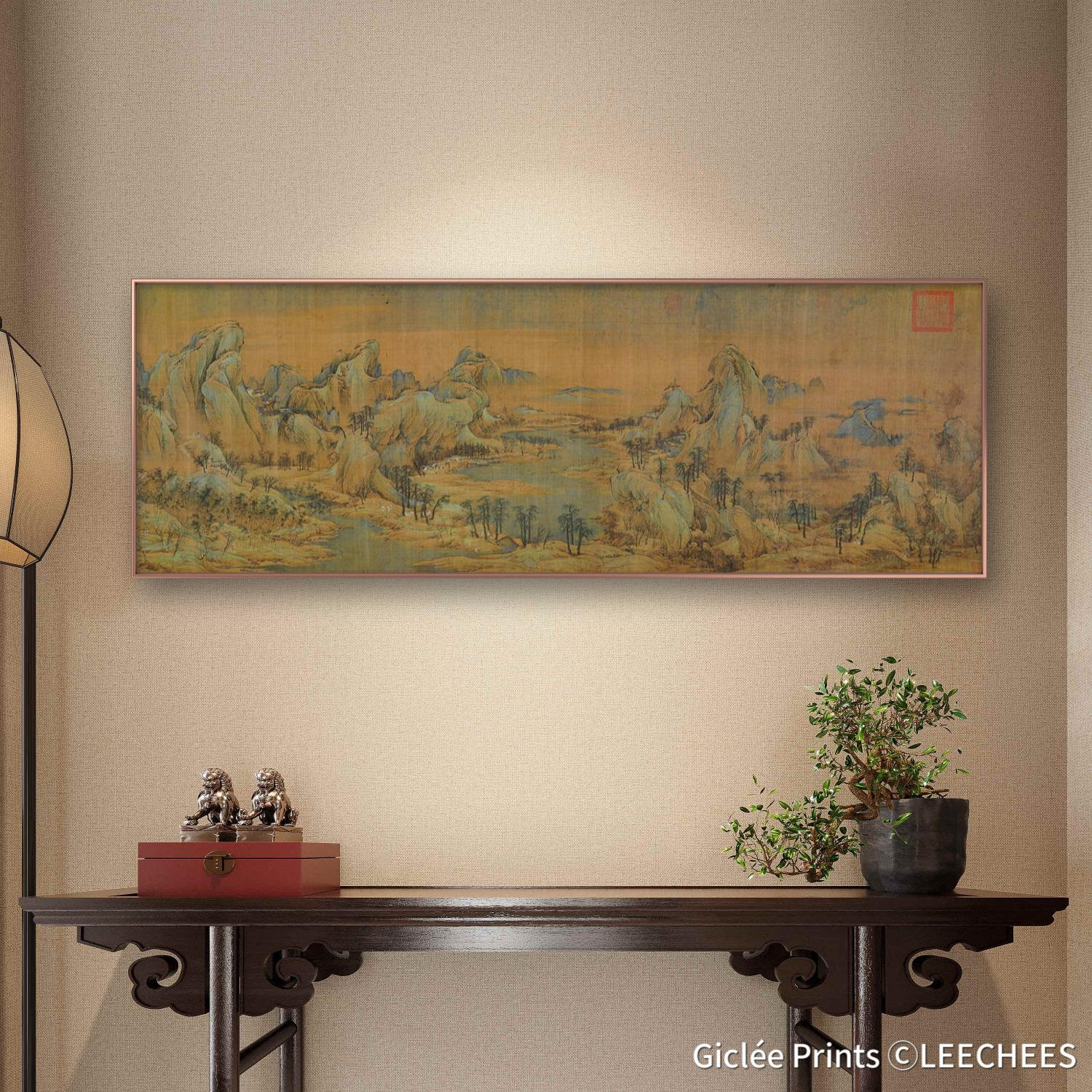中国山水画 Horizontal Chinese Antique Landscape Painting Wall Art Décor