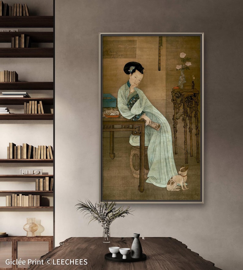 Tired Reading in Spring Pavilion, Graceful Qing Dynasty Maiden Art ...