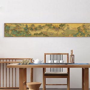 Along the River During the Qingming Festival painting, Extra long scroll of Chinese famous antique landscape paintings, horizontal narrow 仇英