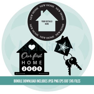Pacote de casa nova svg, 2025 svg, Lar doce lar svg, Novo começo, novas aventuras, Est 2023, Novo lar svg, png