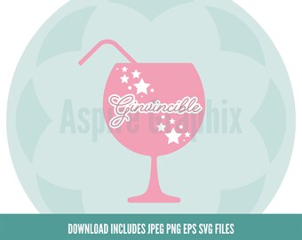 Ginvincible SVG, Gin svg, Gin glass svg, cocktail svg, gin o'clock svg, gin girl svg, gin and tonic svg, gin lover svg, gin quote svg