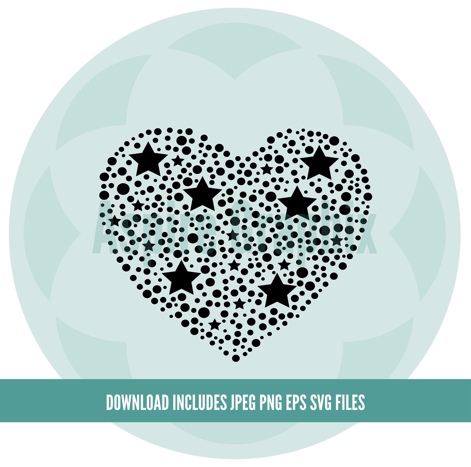 Heart With Stars and Spots SVG File Cricut Silhouette EPS Etsy