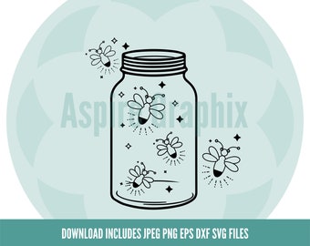 Fireflies svg, Jar svg, Stars svg, Camping svg, Mason Jar svg, Fireflies Jar svg, Summer SVG, Summer Nights Svg