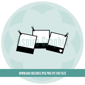 Polaroid SVG, Polaroid Film, Polaroids with pegs,  SVG Cutting files,Files for Cricut, Silhouette, Clip Art, Website Design, Vinyls