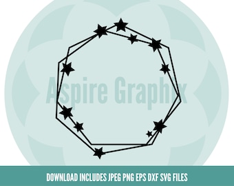 Star Frame svg, Star Monogram svg, Star wire frame svg, Star border svg, Files for Cricut, Silhouette, Clip Art, Vector File, Vinyls