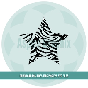 Animal Print Star, Zebra Print, SVG File, Files for Cricut, Silhouette, JPEG, Clip Art, Vector File, Files for Website Design, Vinyl decals