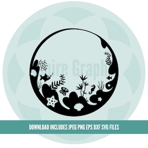 Ocean monogram svg, Starfish svg, Seashell Monogram svg, shell svg, beach svg, beach frame svg, frame svg, Cricut, Silhouette, Glowforge