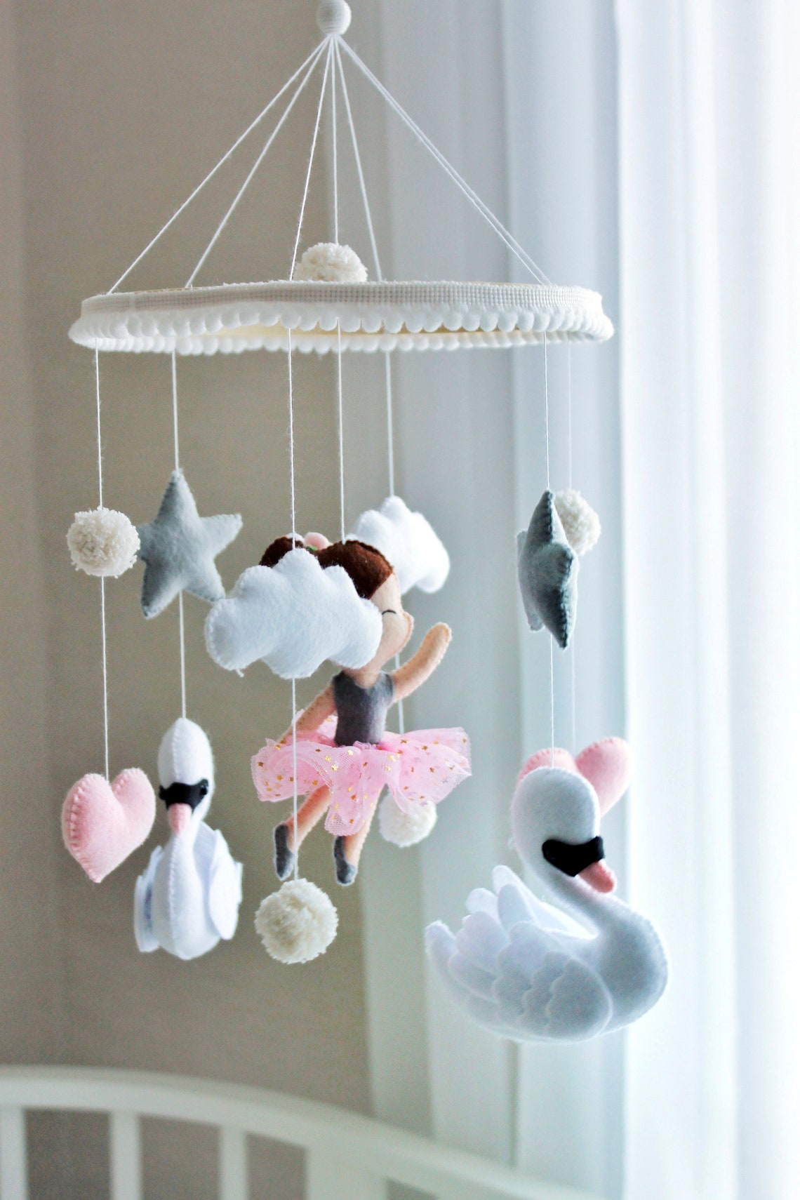 Ballerina Baby girl Crib music Mobile pink ballerina nursery Etsy