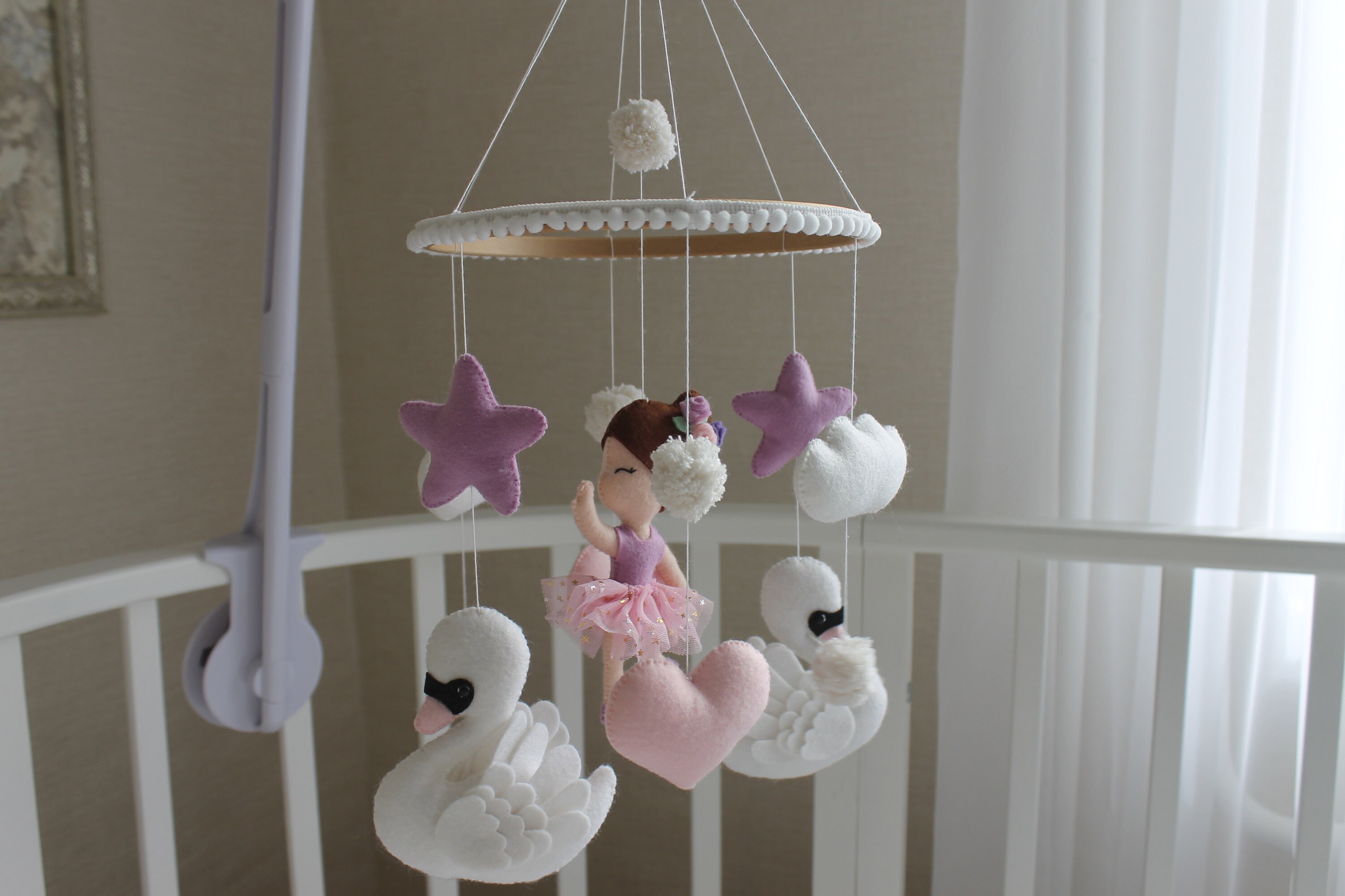 Ballerina Baby girl Crib music Mobile pink ballerina nursery Etsy