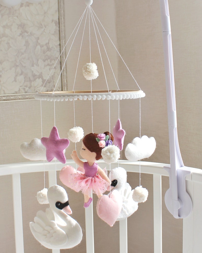 Ballerina Baby girl Crib music Mobile pink ballerina nursery Etsy