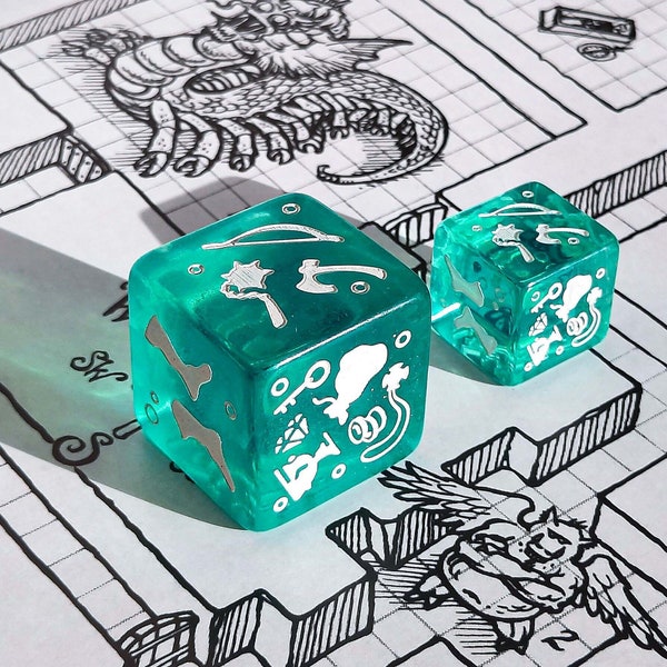 GIANT gelatinous cube dice ( 1 inch/ 25 mm ) for Dungeons and Dragons