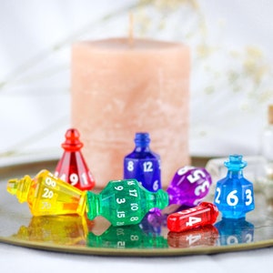 Potion Dice Set for tabletop games like Dungeons and Dragons, d20 rpg