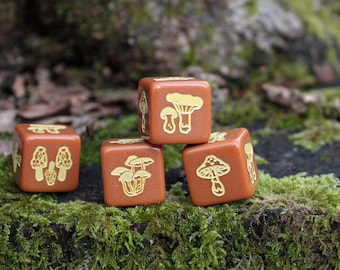 Mushroom Dice D6 / Mushroom DnD dice set for druids