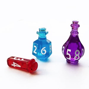 Potion Trio D6 D4 D8 for tabletop games like Dungeons and Dragons, d20 rpg