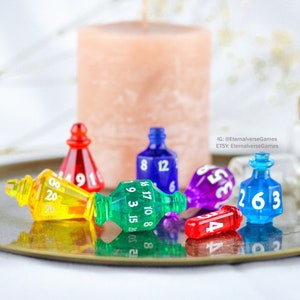 King of Potions - 7 Potion Dice Set for tabletop games like Dungeons and Dragons, d20 rpg