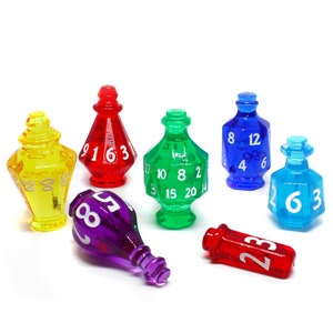 Flaschenförmiges Trankwürfel-Set – 7-teiliges Alchemie-Rollenspiel-Würfelset für Dungeons & Dragons