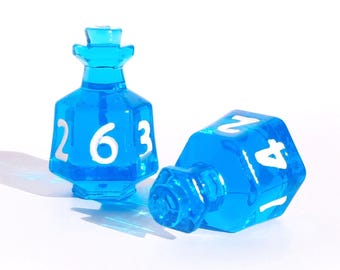 Potion Shaped D6 Dice for tabletop games like Dungeons and Dragons, d20 rpg and fantasy lovers