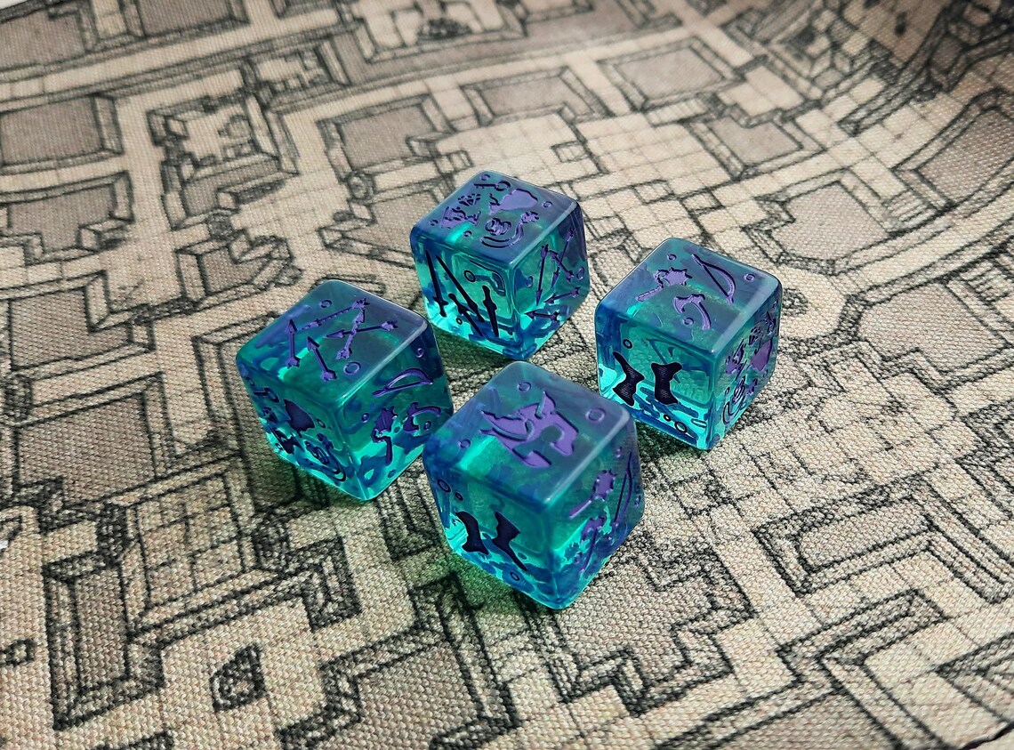 Aqua Green Gelatinous Cube Dice set of 4 for Dungeons and Etsy