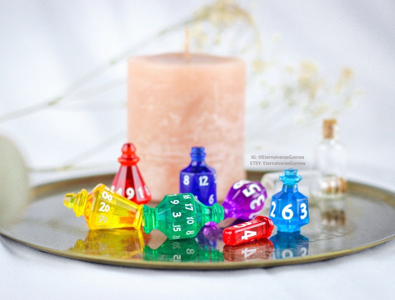 King of Potions 7 Potion Dice Set pour les jeux de table comme Donjons et Dragons, d20 rpg image 1