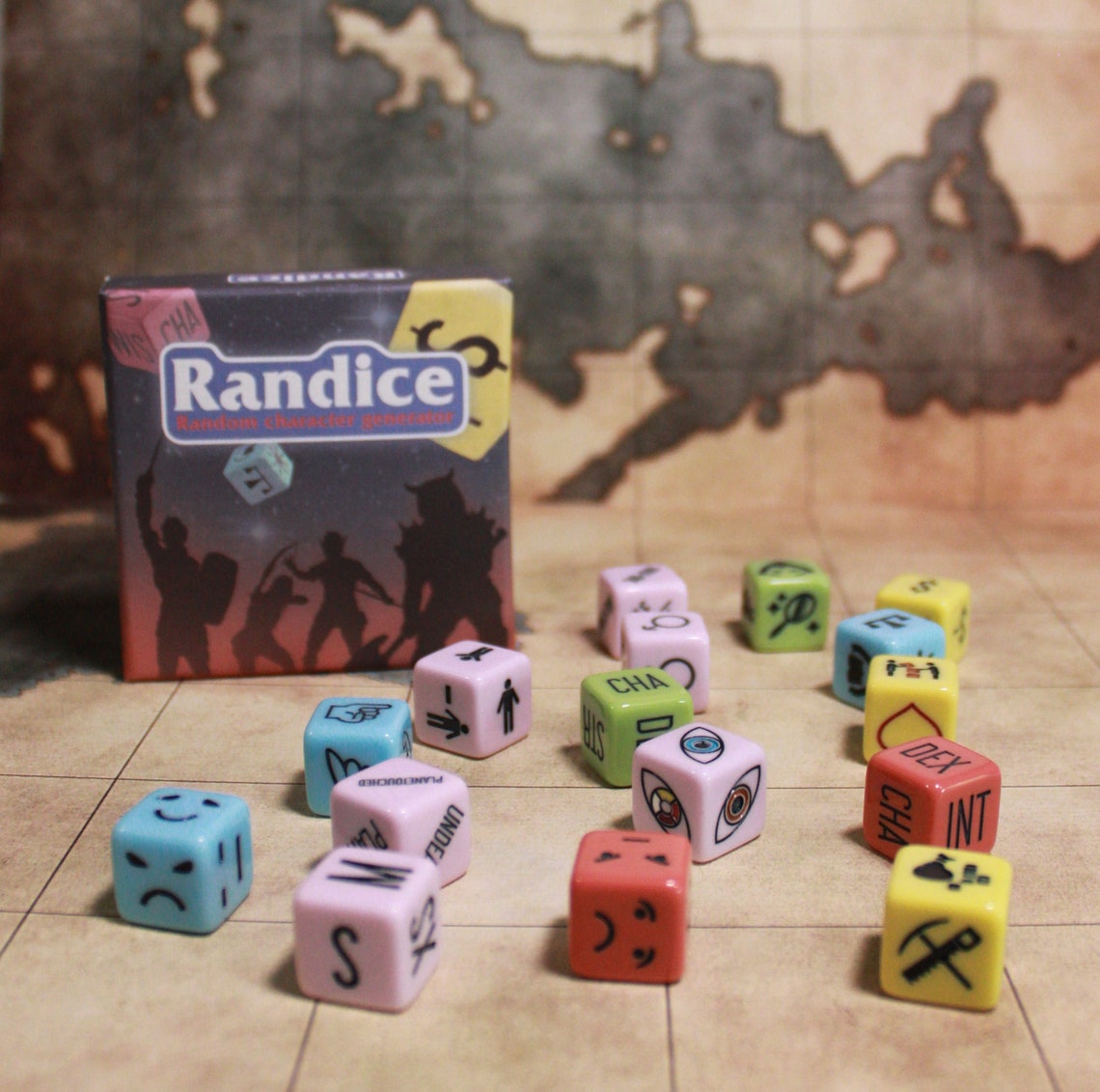 Randice dnd random character generator dice set complete etsy