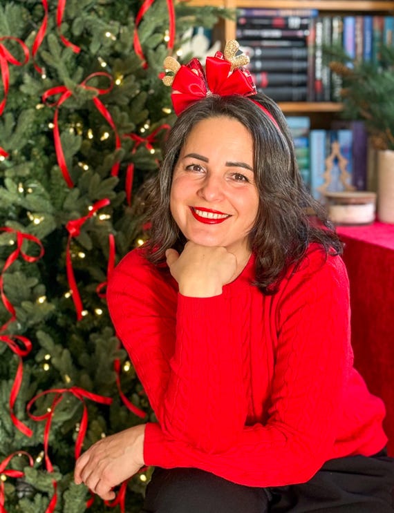 Red Reindeer Christmas Headband: Holiday Antlers & Bow - Etsy display picture 1