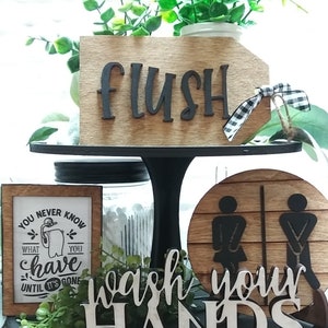 Bathroom Tiered Tray Decor Sign Bundle | Rustic Tiered Tray Sign | Tiered Tray Decor | Mini Bundle | Mini Bathroom sign | TTMSG135 | 3D sign
