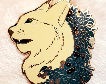 Floral Lynx enamel pin