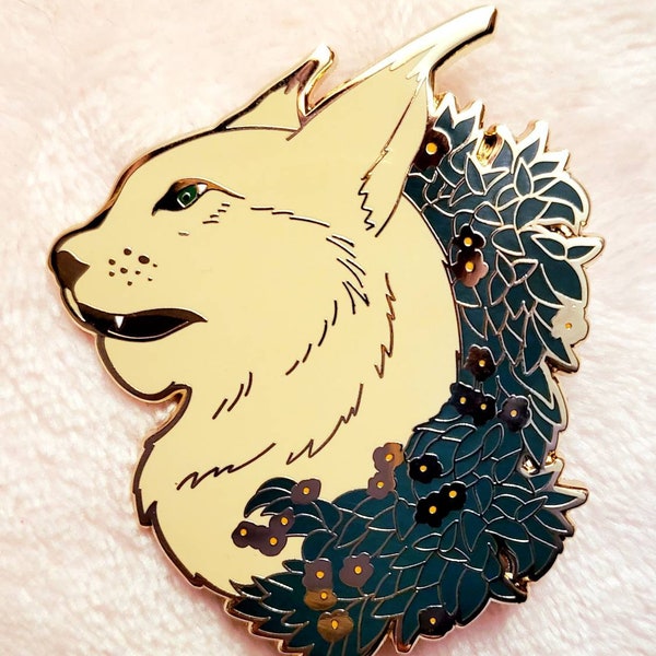 Floral Lynx enamel pin