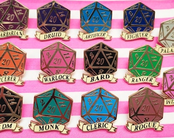 Dnd inspired D20 enamel pins