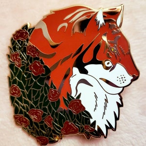 Tiger floral enamel pin