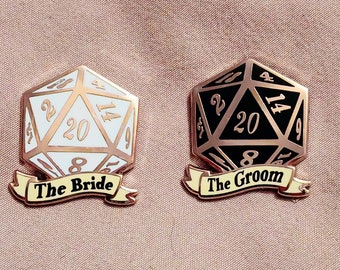 Dnd inspired D20 wedding pins