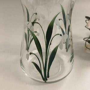 Hand painted Small Vase Snowdrop Design