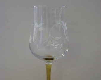 Pair of Hand Painted Cream Swirl Design Wine Glasses