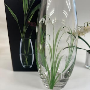 Rossvar Hand Painted Snowdrop Design Barrel Vase