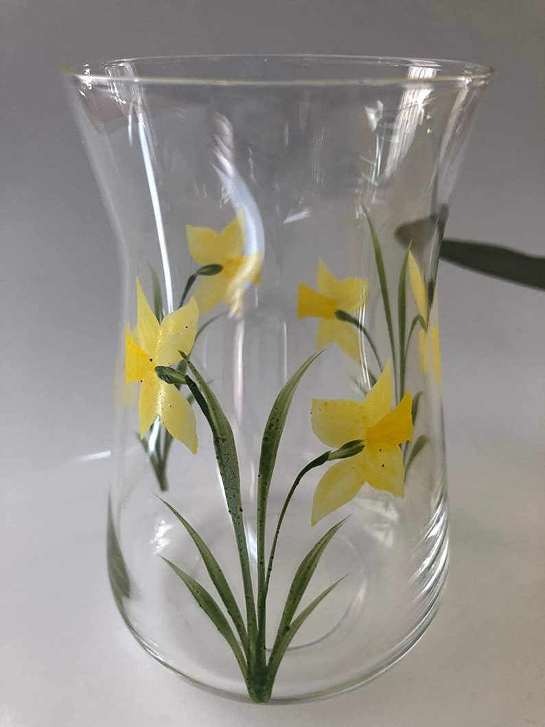 Rossvar Hand Painted Daffodil Design Small Vase Etsy UK