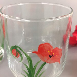 Hand Painted Carafe Set Red Poppy Design image 4