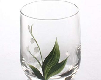 Hand Painted Tumbler Lily of The Valley Design