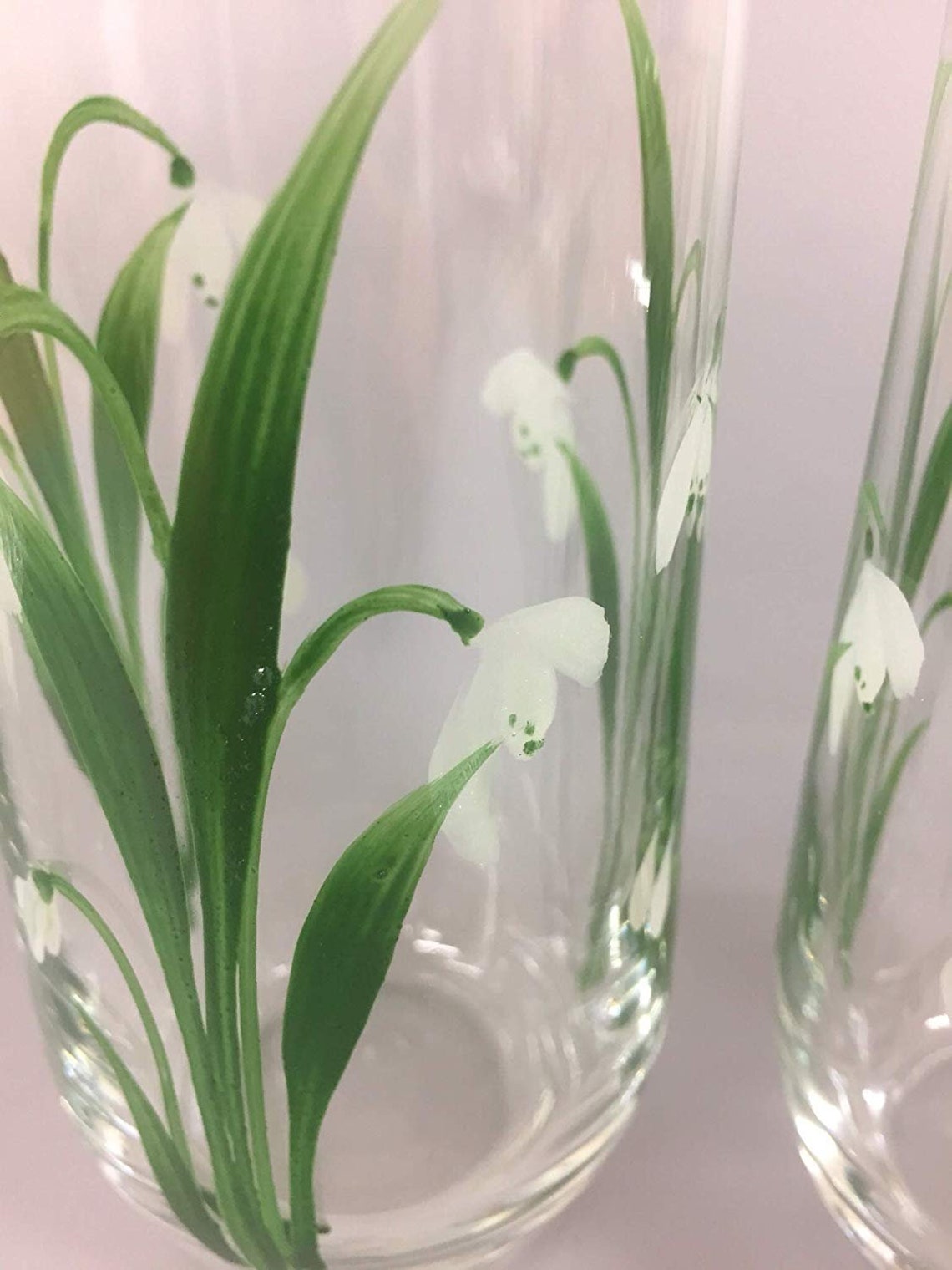 Pair of Hand Painted Hiball Glasses Snowdrop Design Etsy