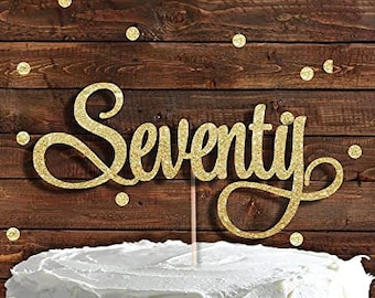 Seventy Gold Glitter Cake Topper 70 Birthday Party 70th Seventieth Toppers Cupcake