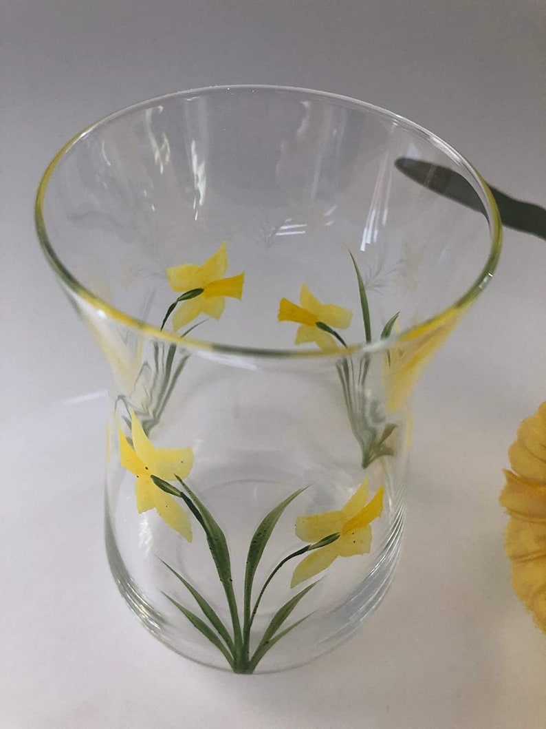 Rossvar Hand Painted Daffodil Design Small Vase Etsy UK