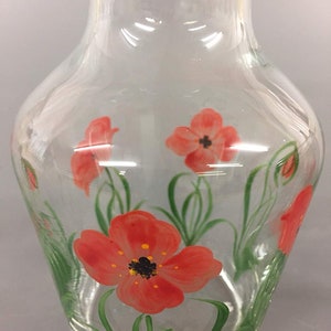 Hand Painted Carafe Set Red Poppy Design image 3