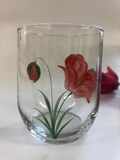 Hand Painted tumbler ONLY Red Poppy Design by Rossvar. See other listings for full carafe set