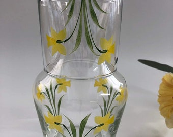 Rossvar Hand Painted Daffodil Design Carafe Set