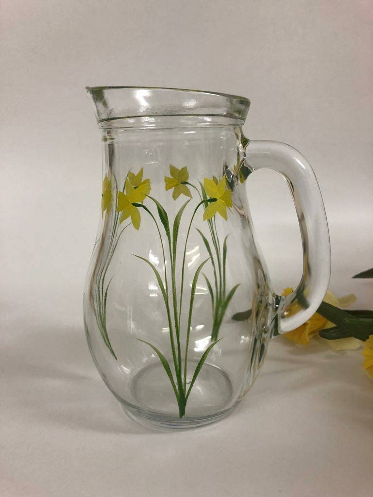 thumbnail image 2 of Posuda Servis 1.8L Clear Glass Pitcher With Lid – Gzhel Floral Decal – 2 Qt Capacity 2 of 5
