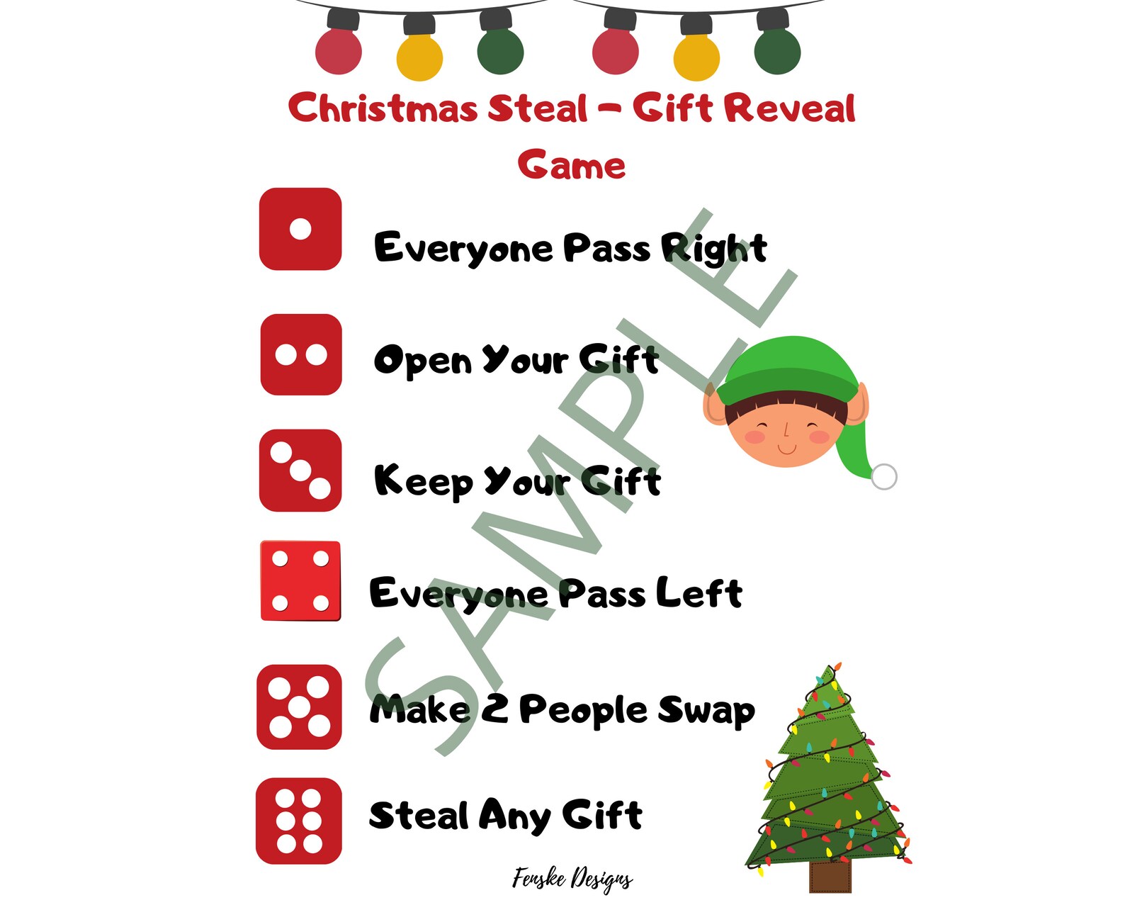 INSTANT DOWNLOAD Printable Christmas Steal Gift Reveal Dice | Etsy