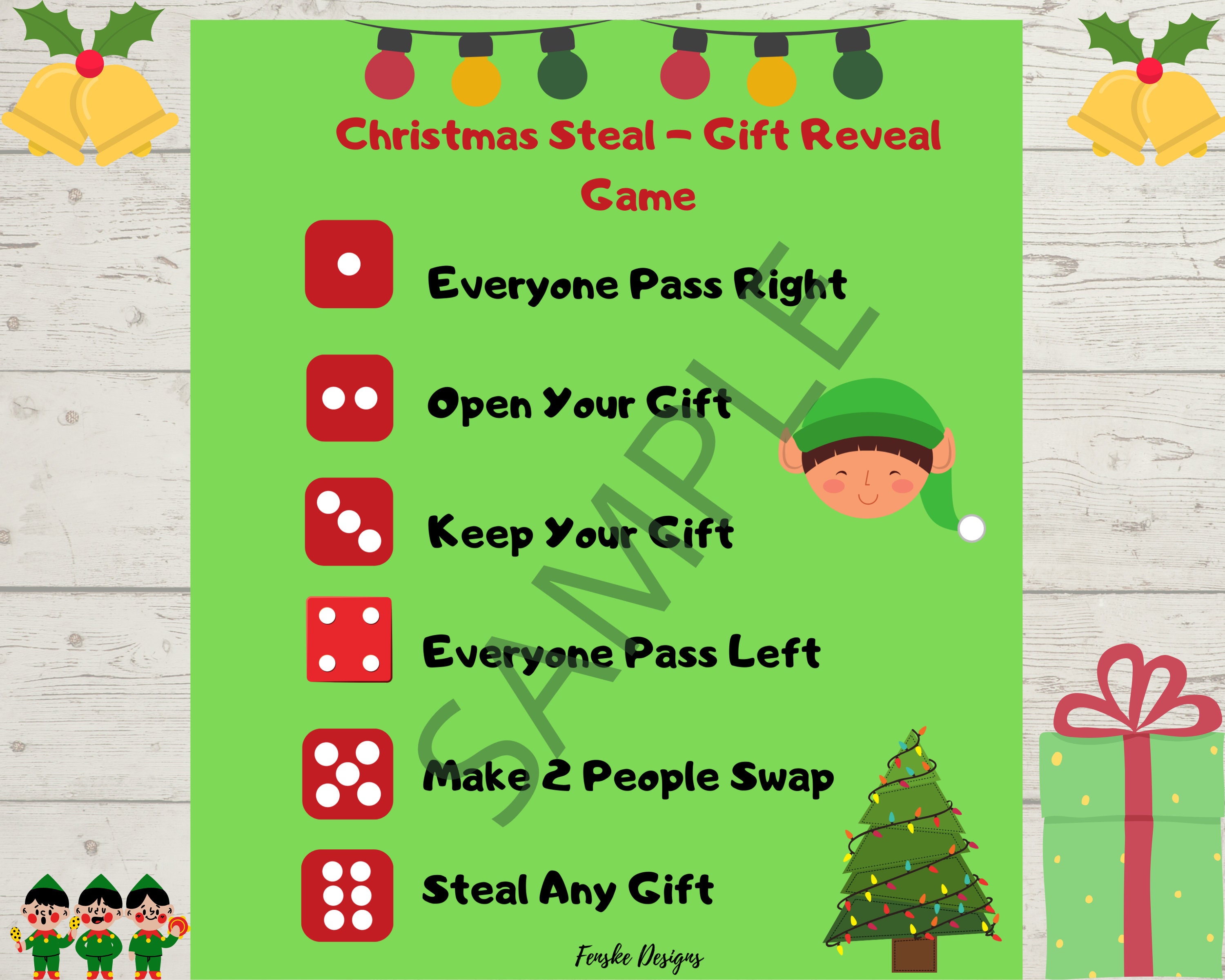 INSTANT DOWNLOAD Printable Christmas Steal Gift Reveal Dice | Etsy