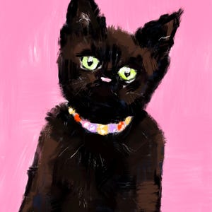 Giclee Black Cat mini original hand drawn print