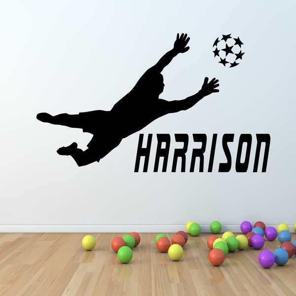 Personalised Footballer, Goalie - Any Name - Vinyl Wall Art Sticker (sp3)